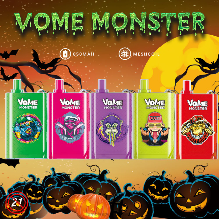 Fumot Flavors - Fumot Vome Monster 10000 wegwerp vape pod-apparaat - 20 ml (1 stuk) 2P42437 aardbei watermeloen