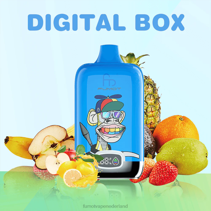 Fumot Flavors - Fumot Digital Box 12000 wegwerp vape-pod - 20 ml (1 stuk) 2P42117 bosbessen kauwgom