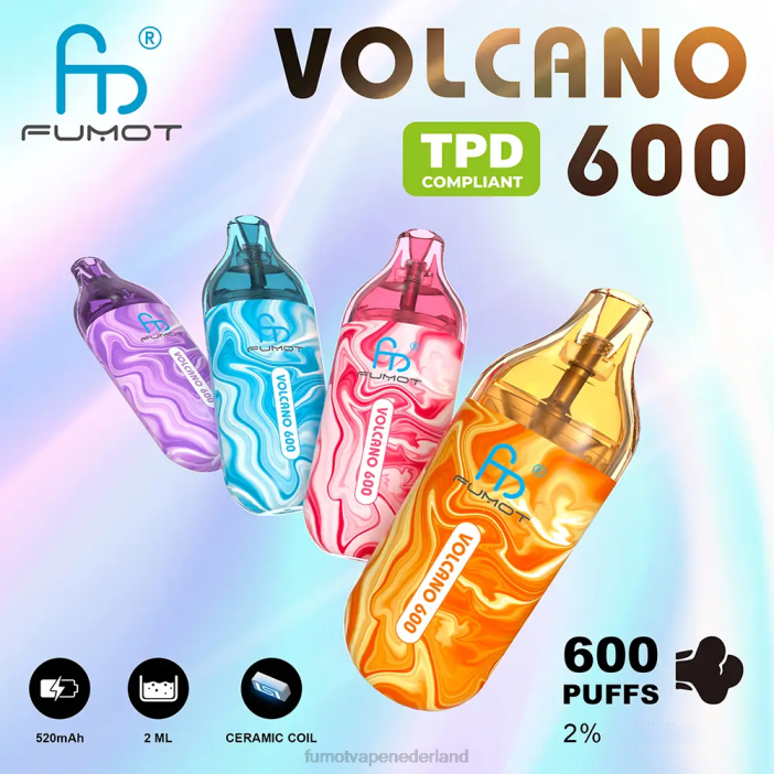 Fumot Flavors - Fumot Volcano 600 tpd-conforme wegwerpvape - 2 ml (set van 3 stuks) 2P42297 bosbes framboos