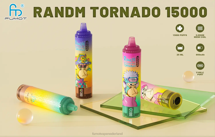 Fumot Flavors - Fumot Tornado 15000 wegwerpvape 25 ml (1 stuk) 2P42167 blauwzure framboos