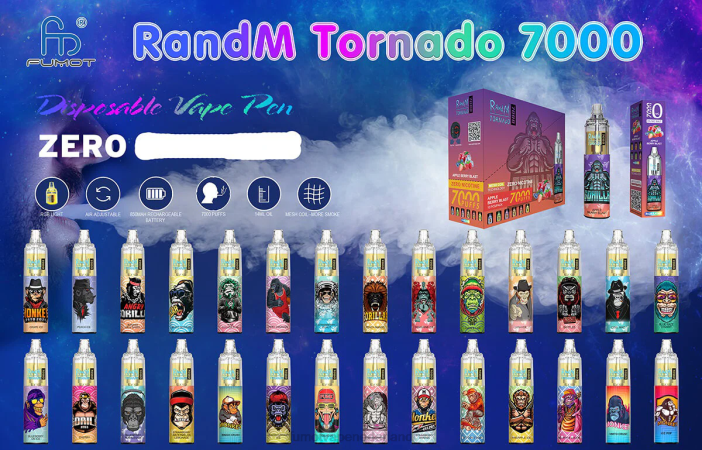 Fumot Flavors - Fumot Tornado 7000 wegwerp-vape-pen 0% - 14 ml (1 stuk) 2P42537 zure appel