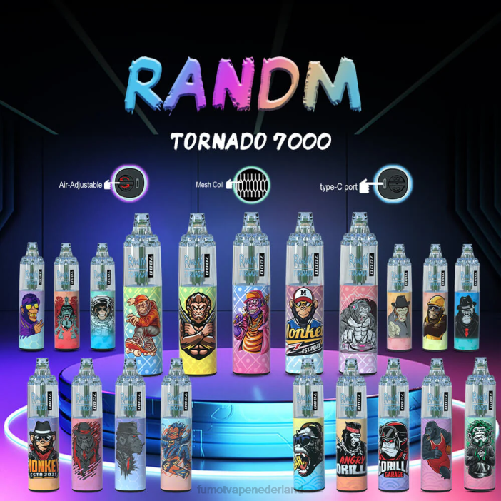 Fumot Flavors - Fumot Tornado 7000 wegwerp-vape-pen - 14 ml (1 stuk) 2P42107 tijgerbloed