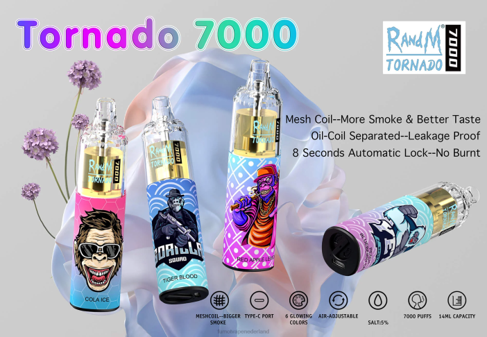 Fumot Store - Fumot Tornado 7000 wegwerp-vape-pen - 14 ml (1 stuk) 2P4270 kers - Klik op de afbeelding om het venster te sluiten