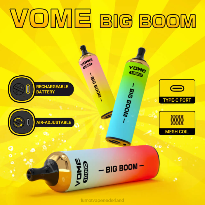 Fumot Flavors - Fumot Vome Big Boom wegwerp vape-pen 10000 - 20ml (1 stuk) 2P42447 roze limonade